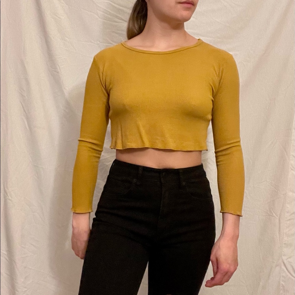 Yellow long sleeve crop top